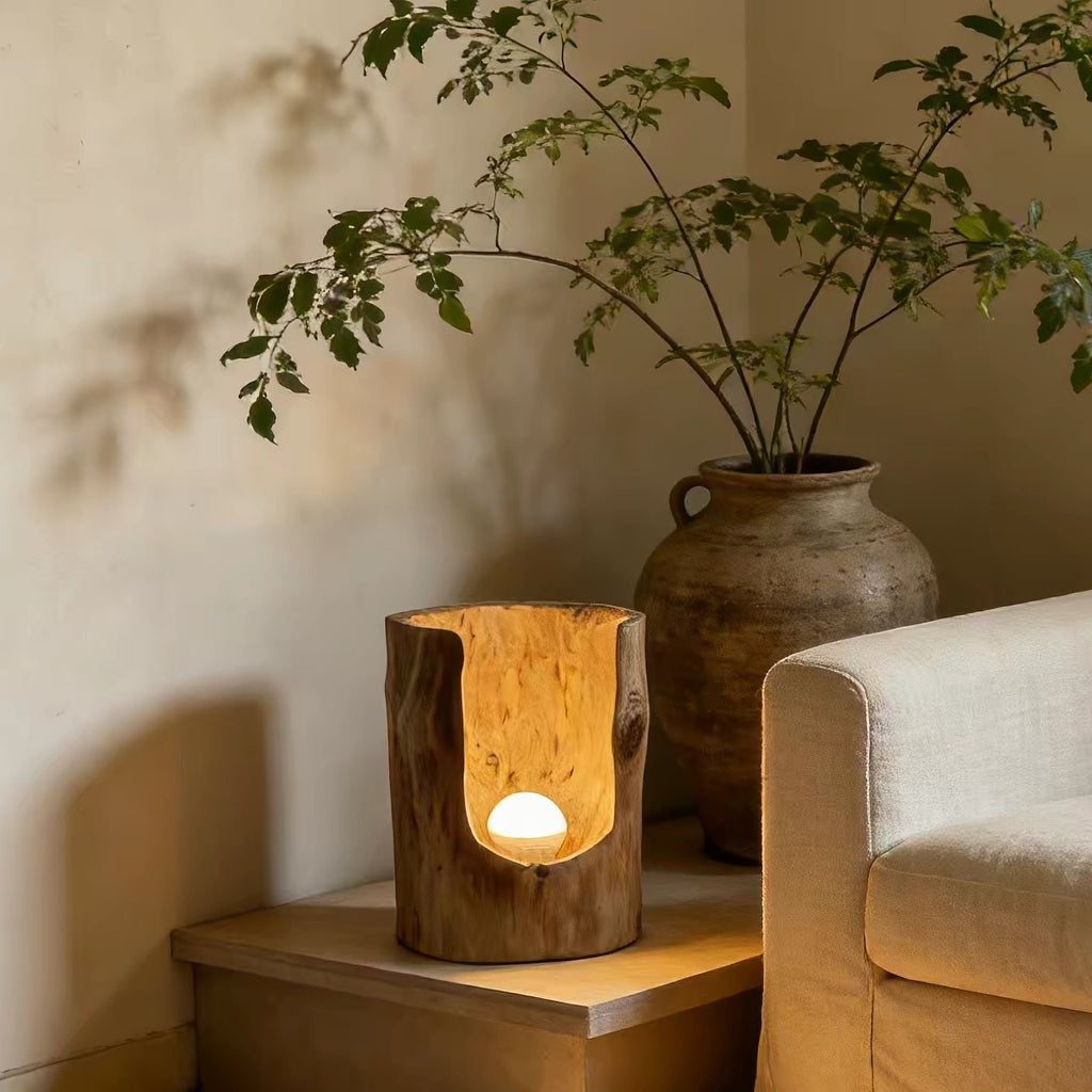 LumaWood Natural Solid Wood Accent Lamp | Sculptural Ambient Light