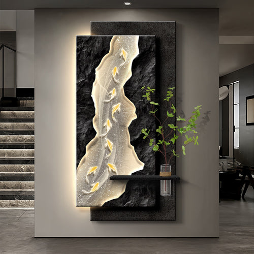 Koi Flow Illuminated Wall Art with Propagation Vase