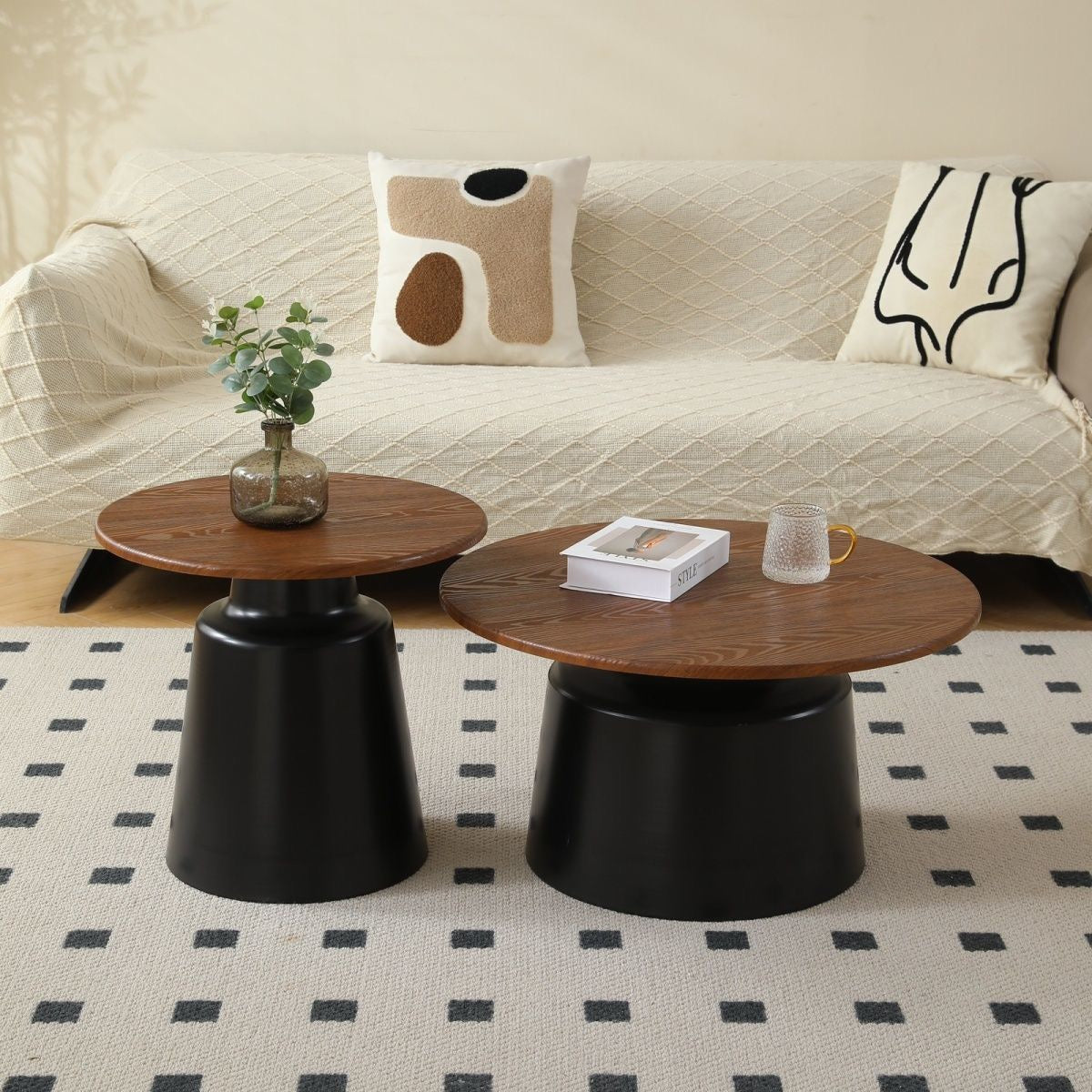 HaloNest 2-Piece Round Storage Coffee Table Set