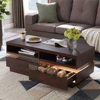 LumaGlow Modern LED Coffee Table with Open Storage Shelf