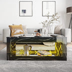LumaGlow Modern LED Coffee Table with Open Storage Shelf