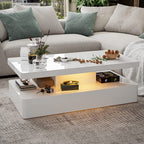LumaGlow Modern LED Coffee Table with Open Storage Shelf