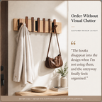 FoldArt Wooden Wall-Mounted Coat Rack with Folding Hooks